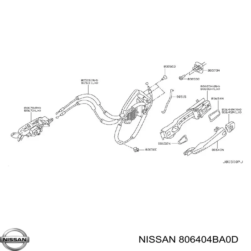 Tirador de puerta exterior trasero Nissan Rogue (T32U)