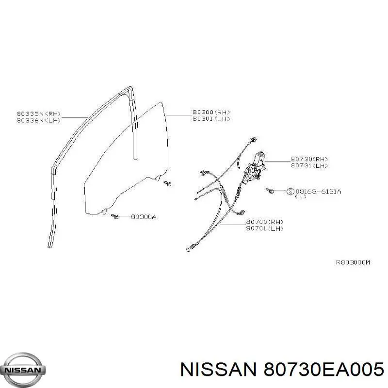 80730EA005 Nissan motor eléctrico, elevalunas, puerta delantera derecha