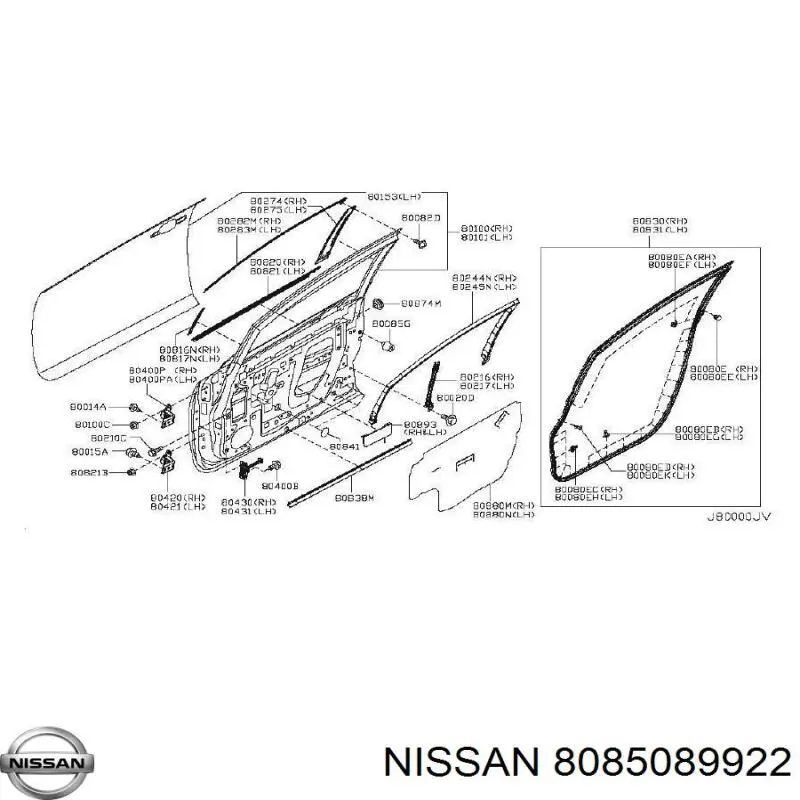 Clips fijación, revestimiento puerta para Nissan Navara (D23M)