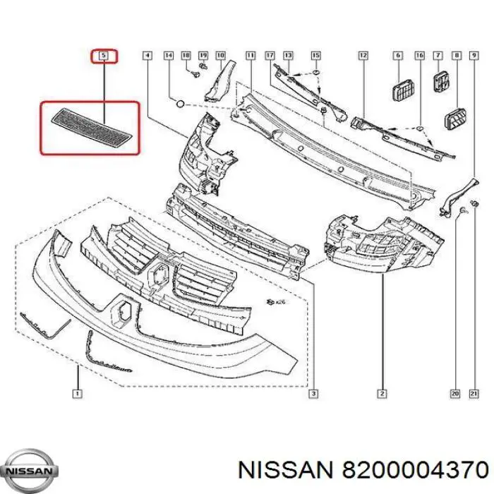 8200004370 Nissan rejilla de capó