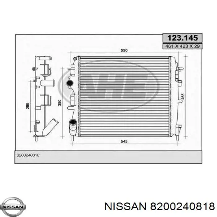 Radiador 8200240818 Nissan/Infiniti