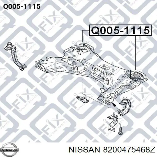 8200475468z Nissan bloqueo silencioso (almohada De La Viga Delantera (Bastidor Auxiliar))