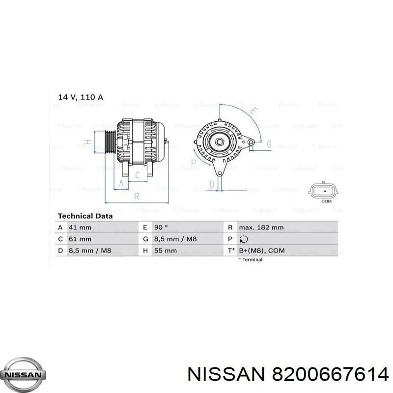 8200667614 Nissan/Infiniti Alternador de coche