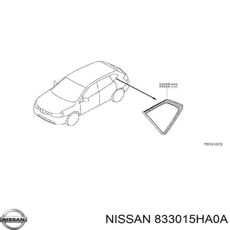 833015HA0A Nissan ventanilla costado superior izquierda (lado maletero)