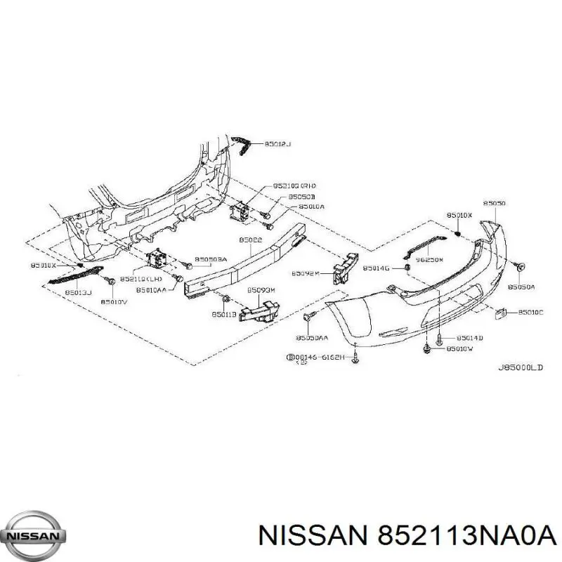 852113NA0A Nissan/Infiniti Soporte del refuerzo del parachoques trasero