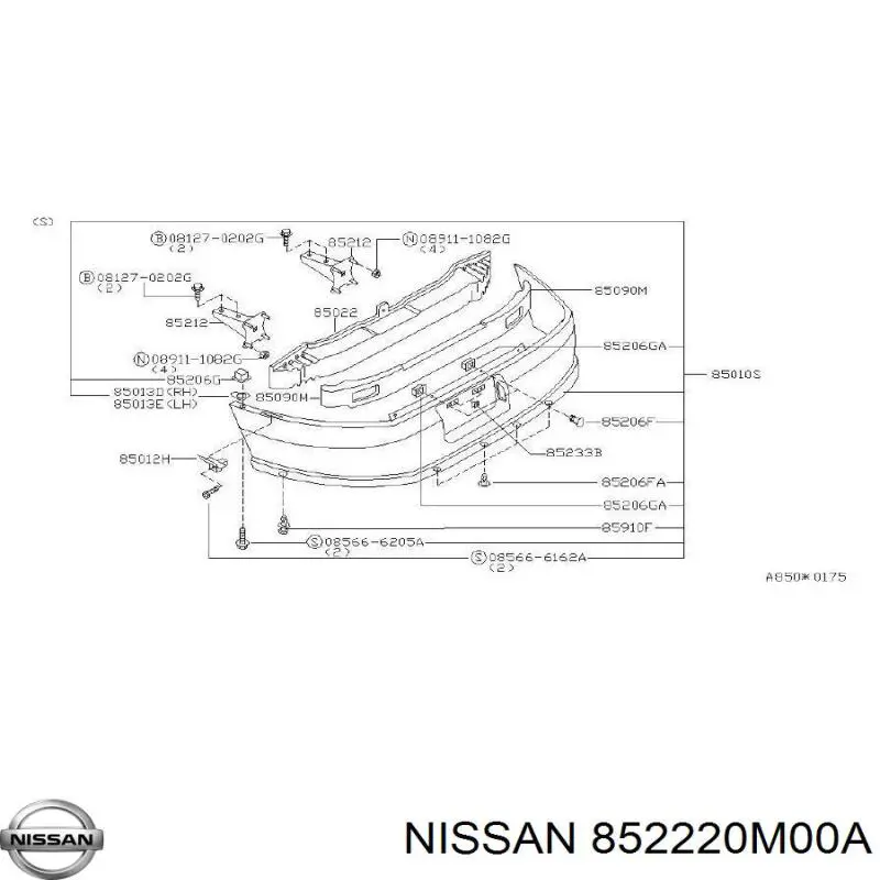 Soporte de parachoques trasero Nissan/Infiniti 852220M00A precio, desde 19,13 EUR