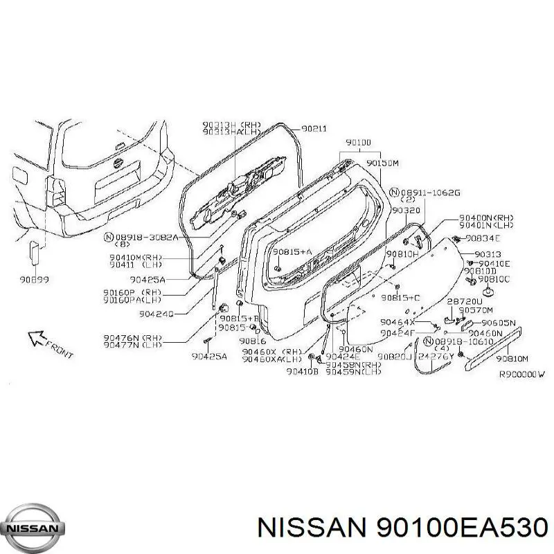Puerta Trasera de maletero (3/5a Puerta Trasera) para Nissan Pathfinder (R51)