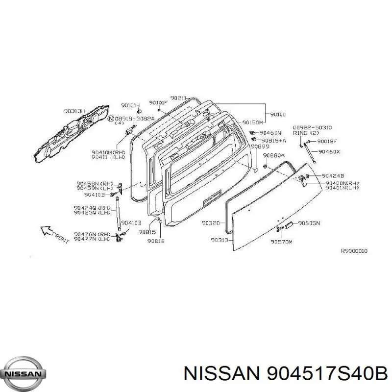 904517S40B Nissan amortiguador de maletero