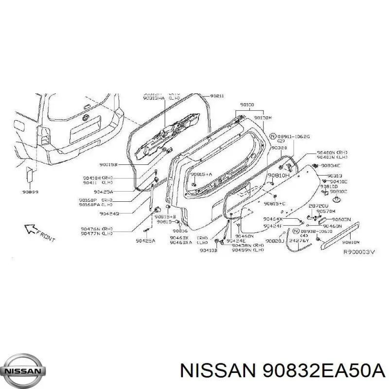 Sello Del Maletero (3/5a Puerta Trasera) para Nissan Pathfinder (R51)