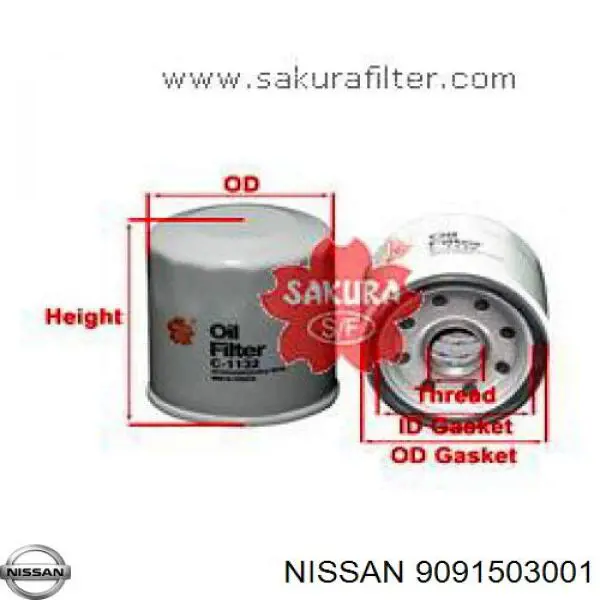 9091503001 Nissan filtro de aceite