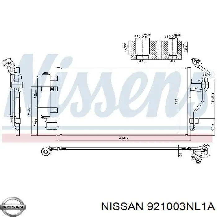 921003NL1A Nissan condensador aire acondicionado