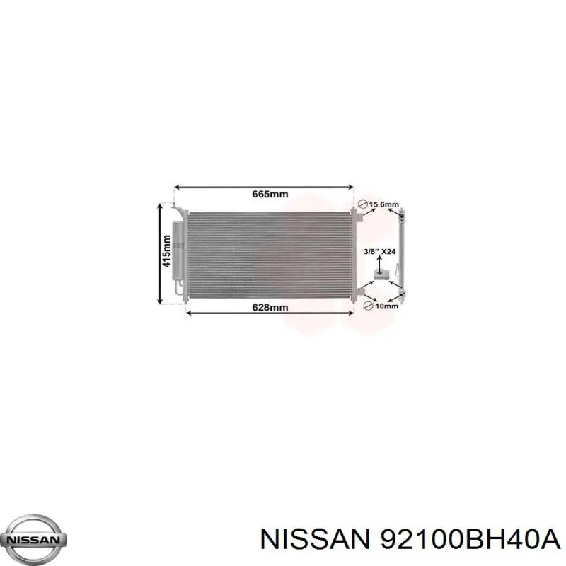 92100BH40A Nissan condensador aire acondicionado