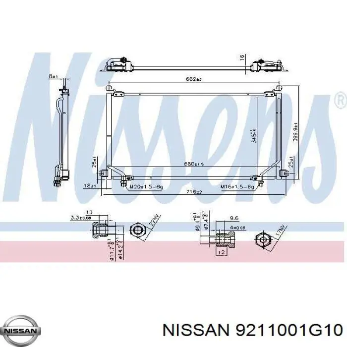 9211001G10 Nissan condensador aire acondicionado