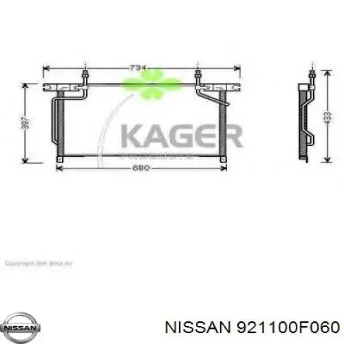 921100F060 Nissan condensador aire acondicionado