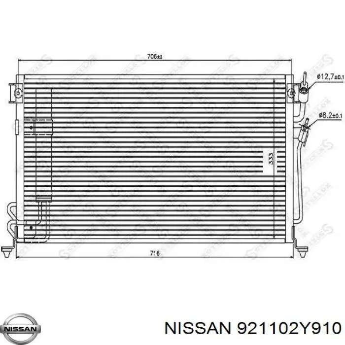 921102Y910 Nissan condensador aire acondicionado