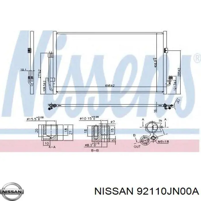 Aire acondicionado capacitor Nissan/Infiniti 92110JN00A precio, desde 95,30 EUR