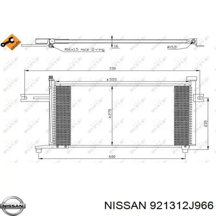 921312J966 Nissan receptor-secador del aire acondicionado