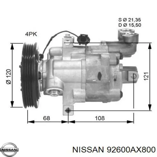 92600AX800 Nissan compresor de aire acondicionado