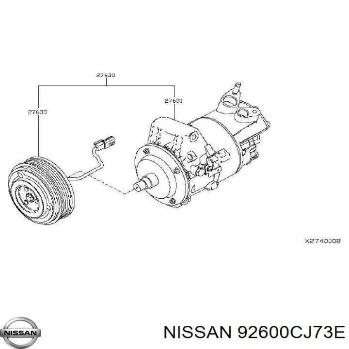 92600CJ73D Nissan compresor de aire acondicionado