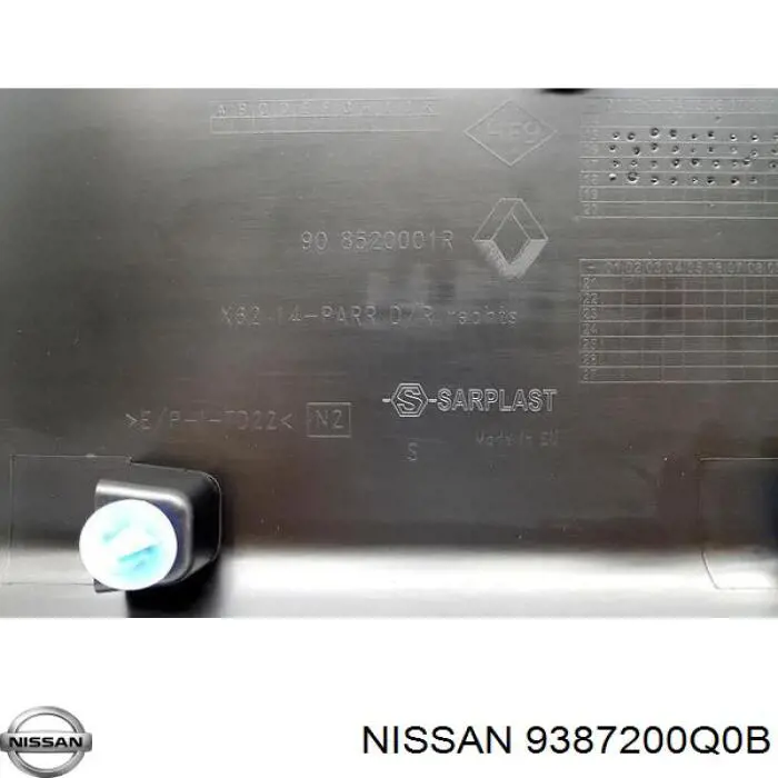 Moldura del guardabarros trasero derecho 93197650 Renault (RVI)