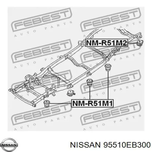 95510EB300 Nissan casquillo, suspensión de cabina