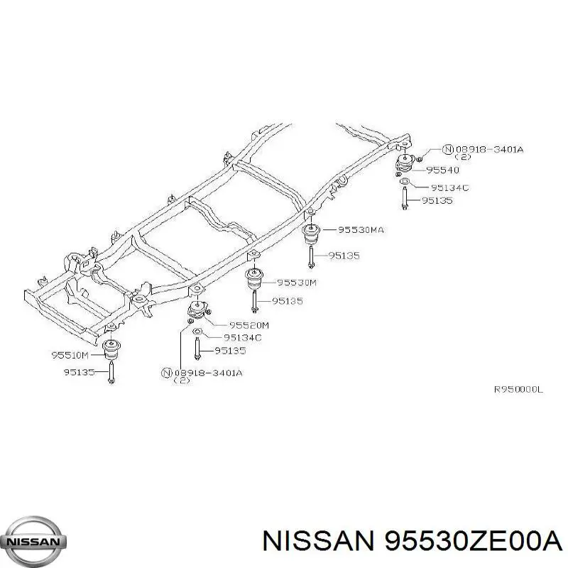 95530ZE00A Nissan/Infiniti Cojín de bastidor