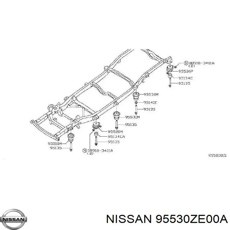 95530ZE00A Nissan casquillo, suspensión de cabina