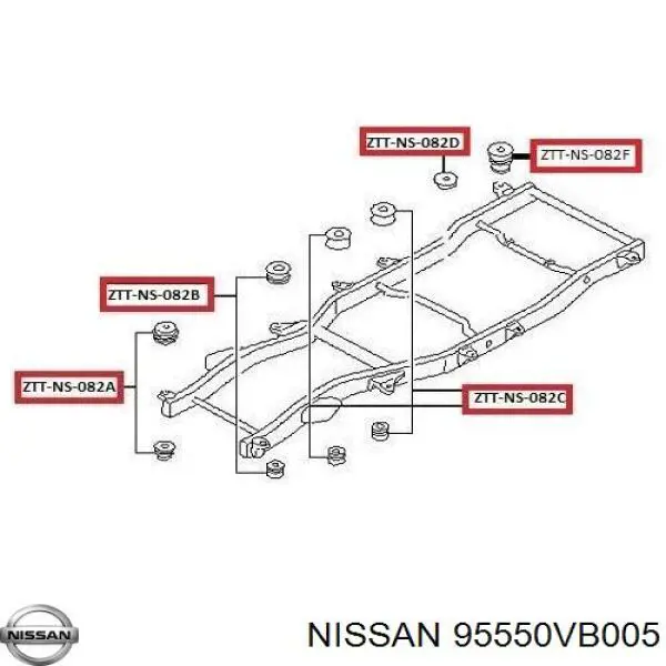 95550VB005 Nissan casquillo, suspensión de cabina