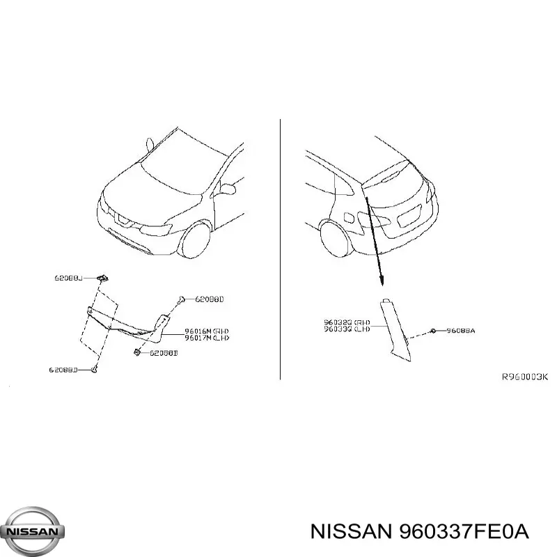 960337FE0A Nissan alerón para tapa de maletero