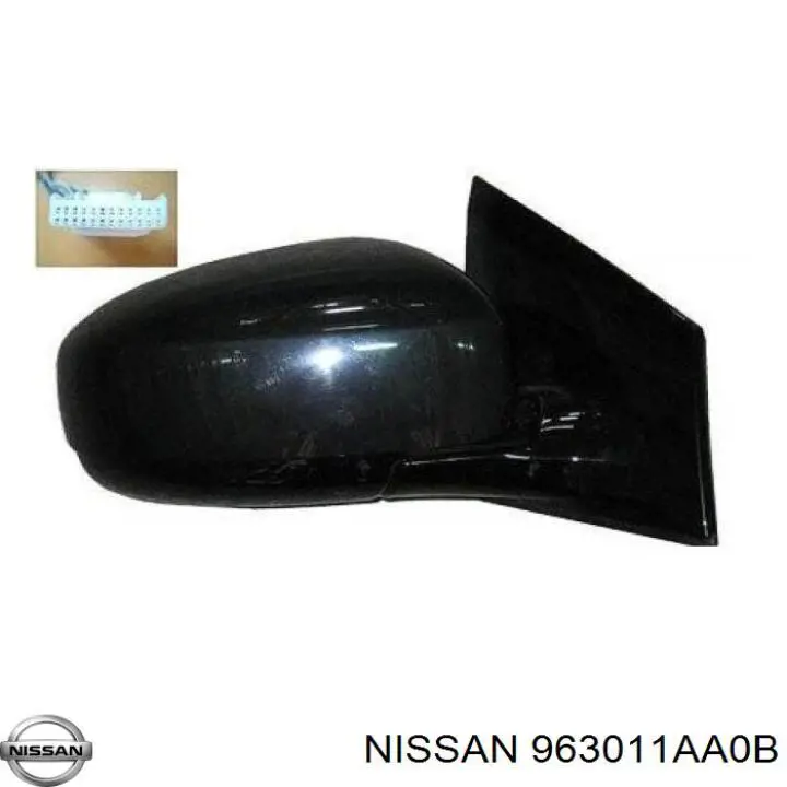 963011AA0B Nissan espejo retrovisor derecho