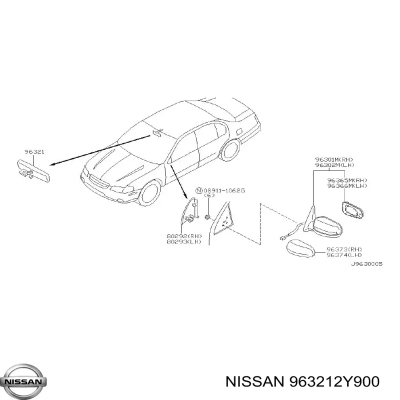 Espejo retrovisor interior Nissan LEAF (ZE0U)