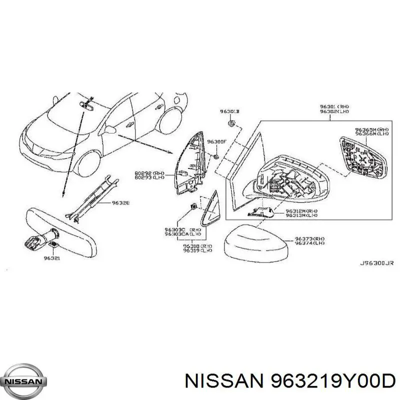 Espejo retrovisor interior para Nissan JUKE JPN F15