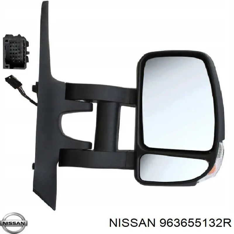 963655132R Nissan cristal de espejo retrovisor exterior derecho