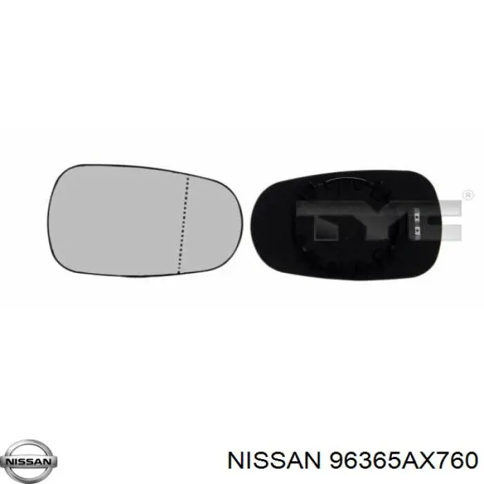 96365AX760 Nissan cristal de espejo retrovisor exterior izquierdo
