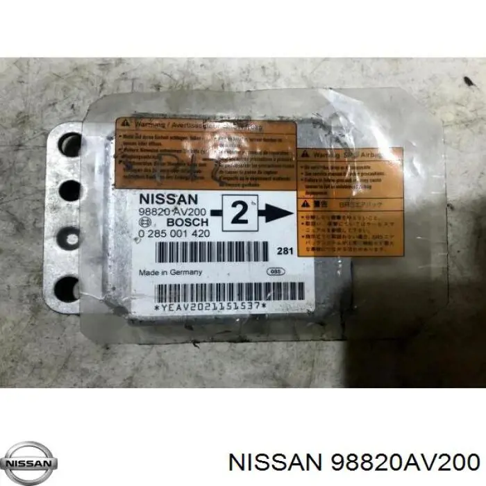 98820AV200 Nissan procesador del modulo de control de airbag