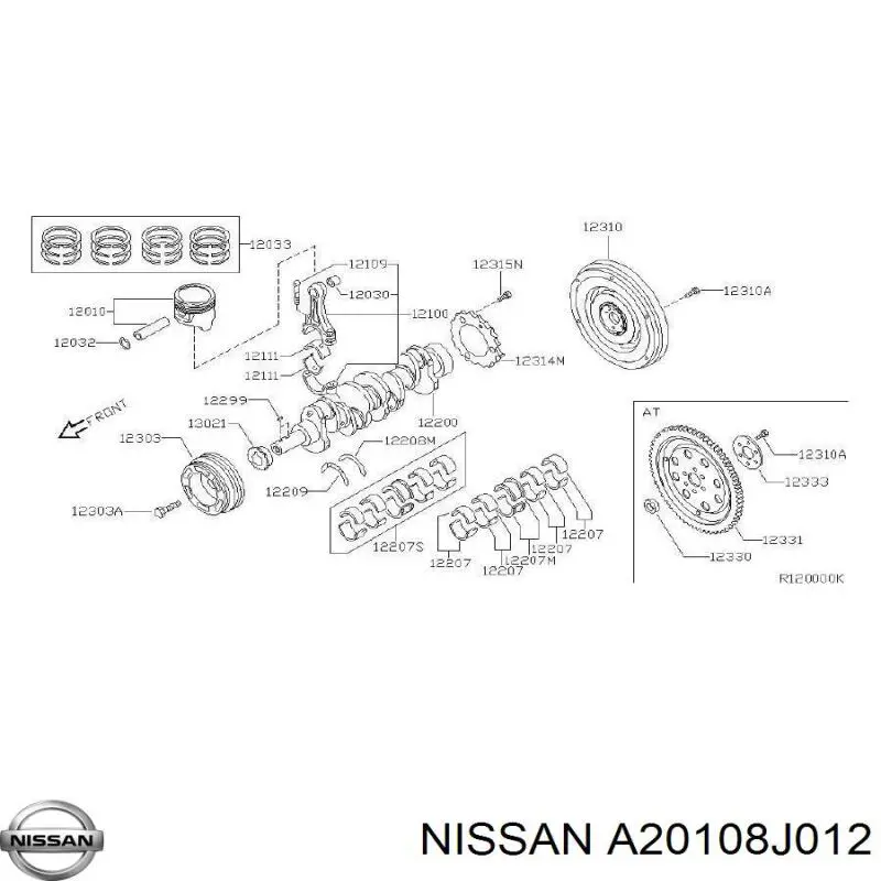 A20108J012 Nissan pistón