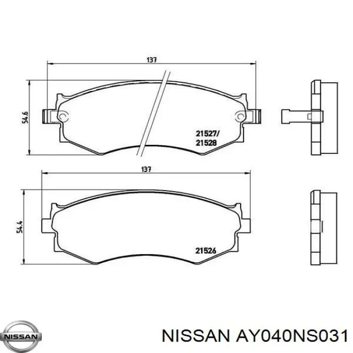 AY040NS031 Nissan pastillas de freno delanteras
