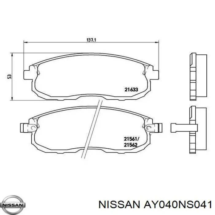 AY040NS041 Nissan pastillas de freno delanteras