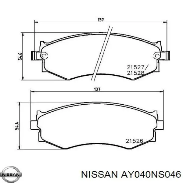 AY040NS046 Nissan pastillas de freno delanteras