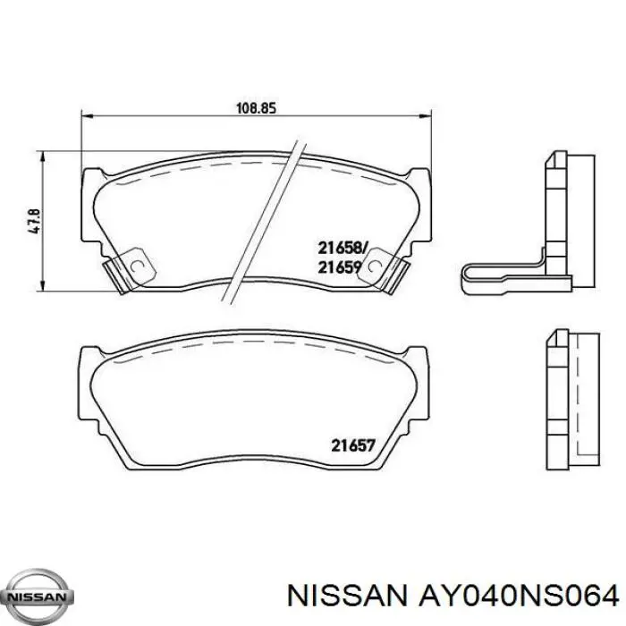 AY040NS064 Nissan pastillas de freno delanteras