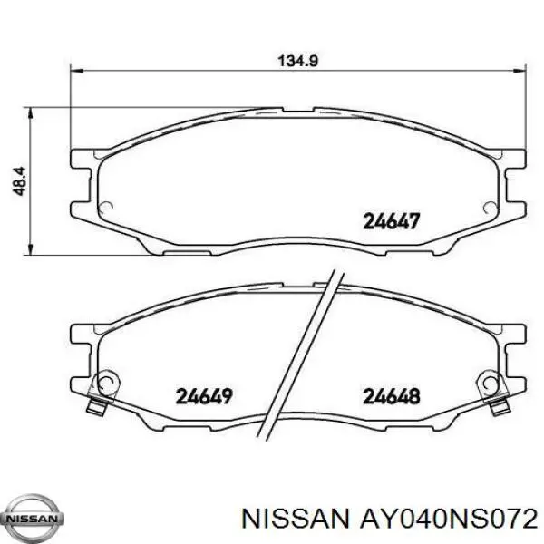 AY040NS072 Nissan pastillas de freno delanteras