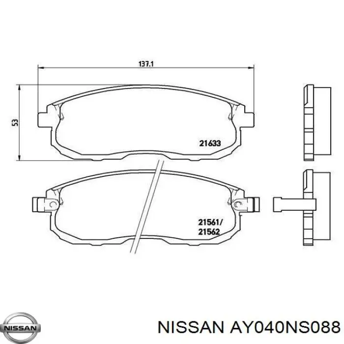 AY040NS088 Nissan pastillas de freno delanteras