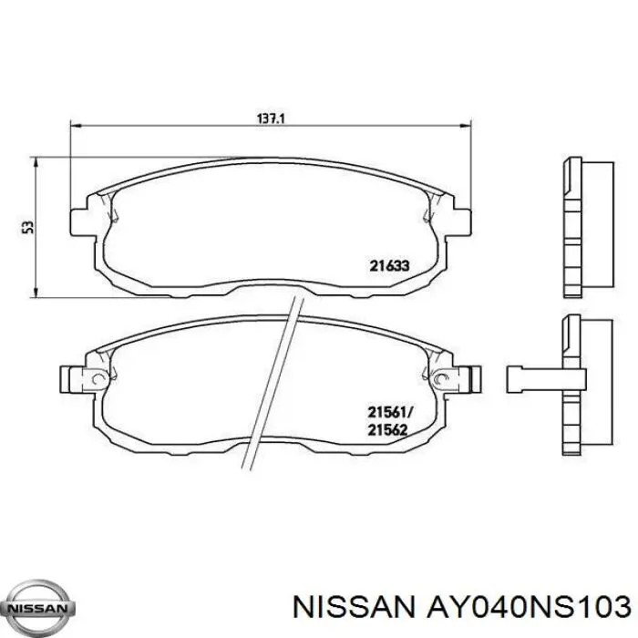 AY040NS103 Nissan pastillas de freno delanteras