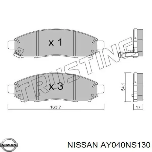 AY040NS130 Nissan pastillas de freno delanteras