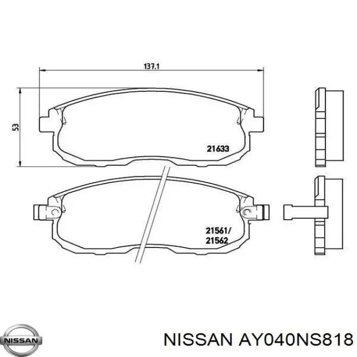 AY040NS818 Nissan pastillas de freno delanteras