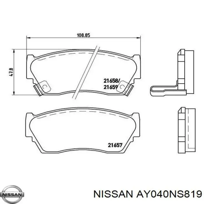 AY040NS819 Nissan pastillas de freno delanteras