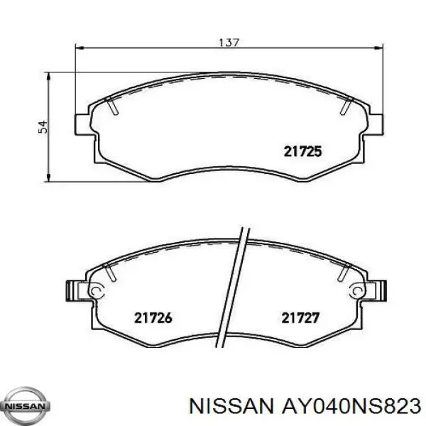 Pastillas de freno AY040NS823 Nissan/Infiniti