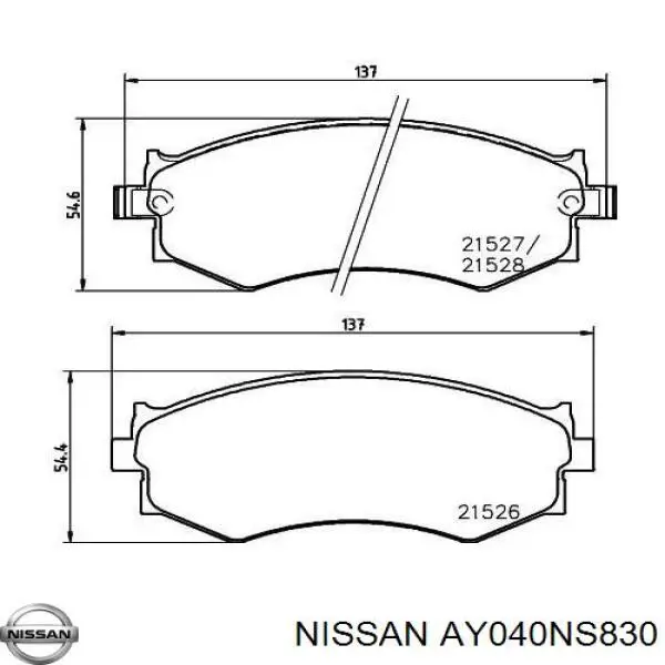 AY040NS830 Nissan pastillas de freno delanteras