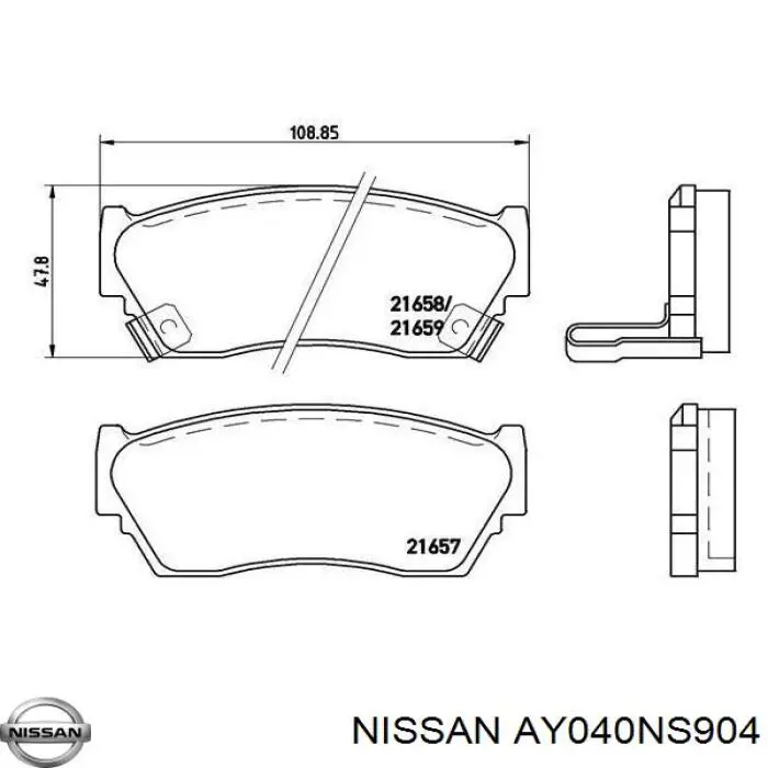 AY040NS904 Nissan pastillas de freno delanteras