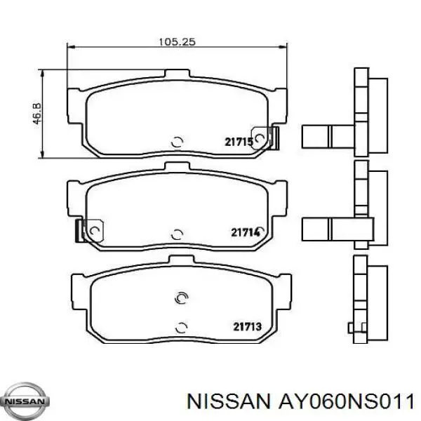 Comprar AY060NS011 Nissan/Infiniti Pastillas de freno traseras